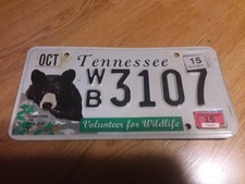 Tennessee Volunteer for Wildlife License Plate WB 3107 Black Bear