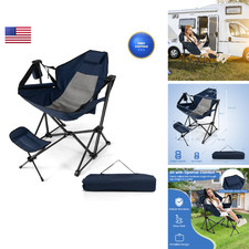 Costway Folding Camping Chair Portable Beach Chair Retractable Footrest