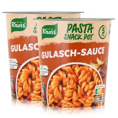Knorr Pasta Snack Pot Gulasch-Sauce 60g - In 5 Minuten fertig (2er Pack)