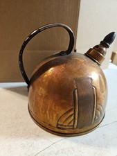 Art Deco Vintage Copper Whistling Tea Pot Kettle