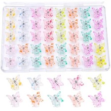 80Pcs 0.6In Mini Butterfly Hair Claw Clips for Transparent Splatter Macaron