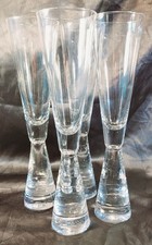 Artland Prescott Clear Glass Honeycomb Design Base Champagne Flute Set of 4