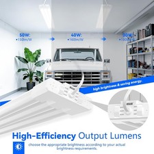 2-Pack LED Utility Shop Light Fixtures 4FT 30W 40W 50W Dimmable 6500K for Garage