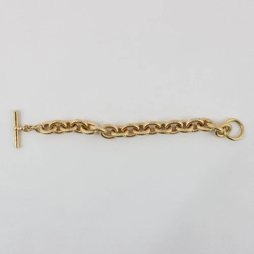 Bellezza Italy Gold Tone Toggle Clasp Chunky Chain Bracelet 8" image 4