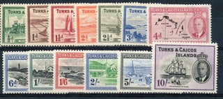 Turks & Caicos Islands 1950 KGVI complete set to 10/ unmounted mint SG 221 233