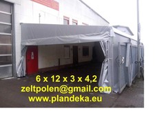 Zelthalle, Pultdachzelt, Lagerzelt, 6 m x 12 m x 3 m x 4,2 m