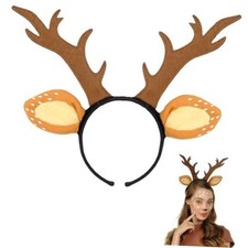 Animal Ears Headband, Plush Costume Accessory for Halloween, Cosplay, Reindeer