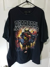 Black Marvel t-shirt Features A Graphic of Wolverine Carrying Deadpool Size 3XL
