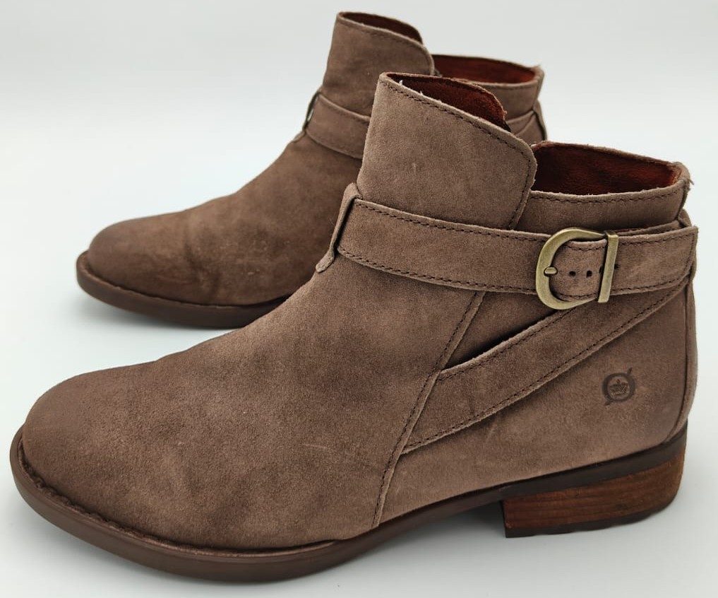 Born Jorgette Casual Ankle Booties Womens Size 11M Tan Brown Leather Zip Buckle