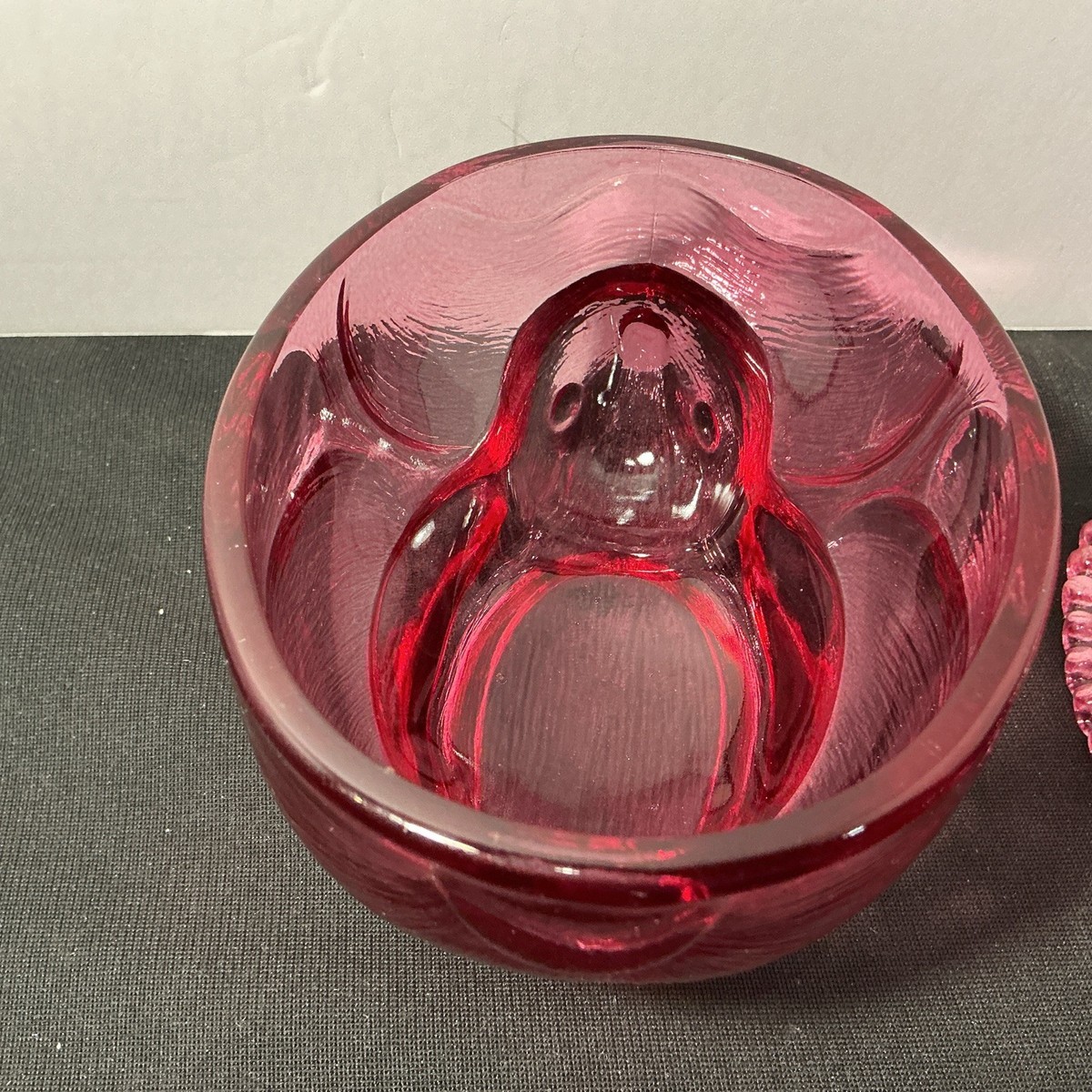 Vintage Cranberry Bunny On Nest Indiana Glass 7” | eBay