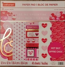 Craft Smart Cardstock Paper Pad 12" x 12" BE MY VALENTINE 46 Sheets