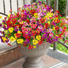 Artificial Flowers for Outdoors UV Resistant, 12 Bundles Faux Pansy for Hanging