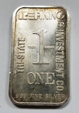 Tri State Refining & Investment Co. .999 Silver 1 oz Bar | Specialty Silver Bar 113.93 per troy oz