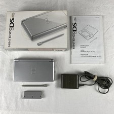 Nintendo DS Lite Silver Handheld Console Bundle w/ Charger, Box NICE SCREENS