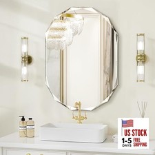 Single Beveled Edge Bathroom Vanity Mirror, 20" x 28" Oval Wall 28"L x 20"W