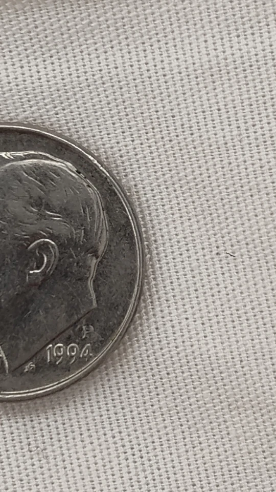 1994 Philadelphia Mint Roosevelt Dime Error Off-center Strike - Image 4 of 4