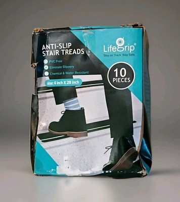 10 Pack Best Anti Slip Stair Treads Non-Skid By Life Grip 6x28 Inches Indoor Out