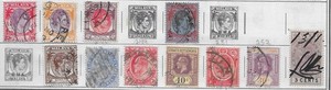 11 Straits Settlements Stamps w/Revenue from Quality Old Antique Album