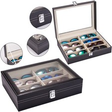8-slot synthetic leather Sunglasses Organizer Case for Eyeglasses  Glasses