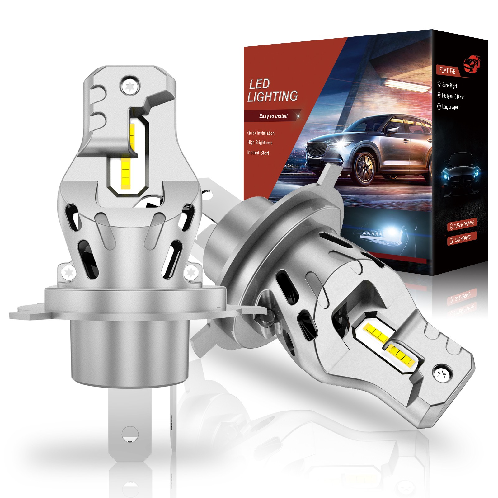 Auxiracer H4 LED Lampadina per Fari Auto 6000k Abbagliante Anabbagliante CANBUS - Miniatura 15