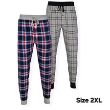 Hanes Mens 2XL Flannel Modern Sleep Jogger Pants 2-Pack Red Navy Grey Plaid Pack