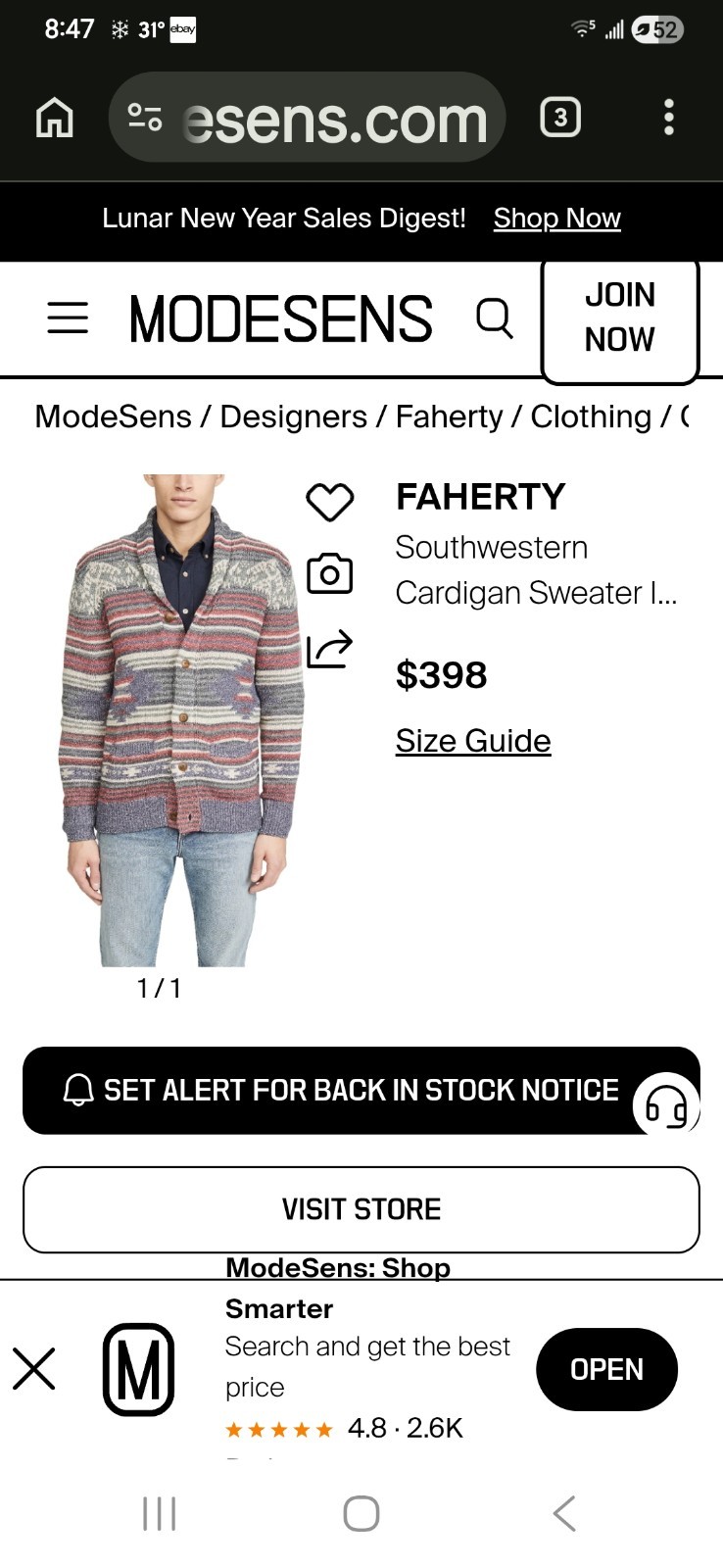 Faherty Thunderbird Serape Jacquard Button Knit C… - image 13