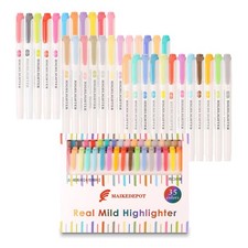 MAIKEDEPOT 35 Pack Pastel Highlighters, Dual 1 Count Pack of 24 , 35 colors