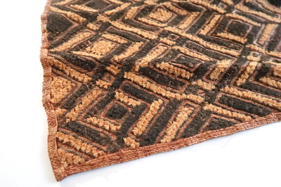NEW Vintage African Kuba Shoowa Cloth Raffia Textile Panel 25x20 Kasai Velvet 01