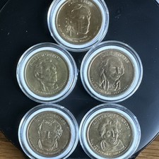 5 Uncirculated Presidential $1 Coins Adams Jackson Tyler Monroe Taylor Encapsul…