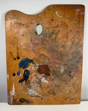 VTG ARTIST WOOD PALETTE PAINTER SPLATTER PAINT ORIG. ABSTRACT ART DECOR 16X12