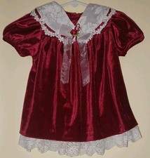 Vintage Rare Editions Red Velvet Baby Christmas Dress - Size 9M
