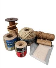 Vintage Wooden Spool Jute Hemp Twine Craft Lot Macrame Rope Natural Fiber