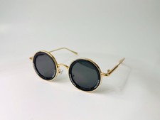 Retro Round Black Gold Sunglasses for Men Women UV400 Vintage John Lennon Style