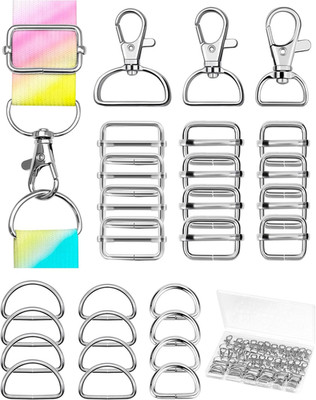FIVEIZERO 90Pcs Swivel Snap Hooks Kit, D Rings for Purse and Slide Buckles, Swiv