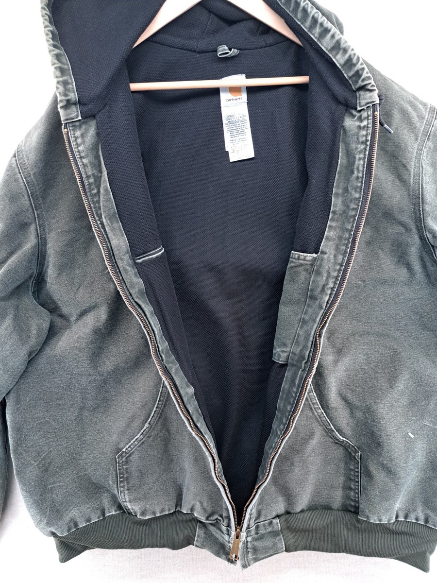 Vtg Carhartt J25 MOS Jacket Mens 4XL Tall Green Full Zip Hood Work