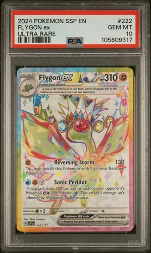 2024 POKEMON SSP EN-SURGING SPARKS ULTRA RARE #222 FLYGON EX PSA 10