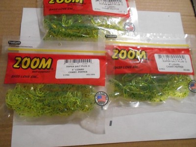 Lot of 3 Zoom 6 '' Lizards Bass Fishing...