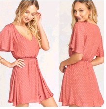 Show Me Your MuMu Anastasia Mini Polka Dot Dress Sangria Pink Size Small Flowy 