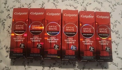 6 Colgate Optic White Pro Series Stain Prevention 3oz -EXP: 12/26+