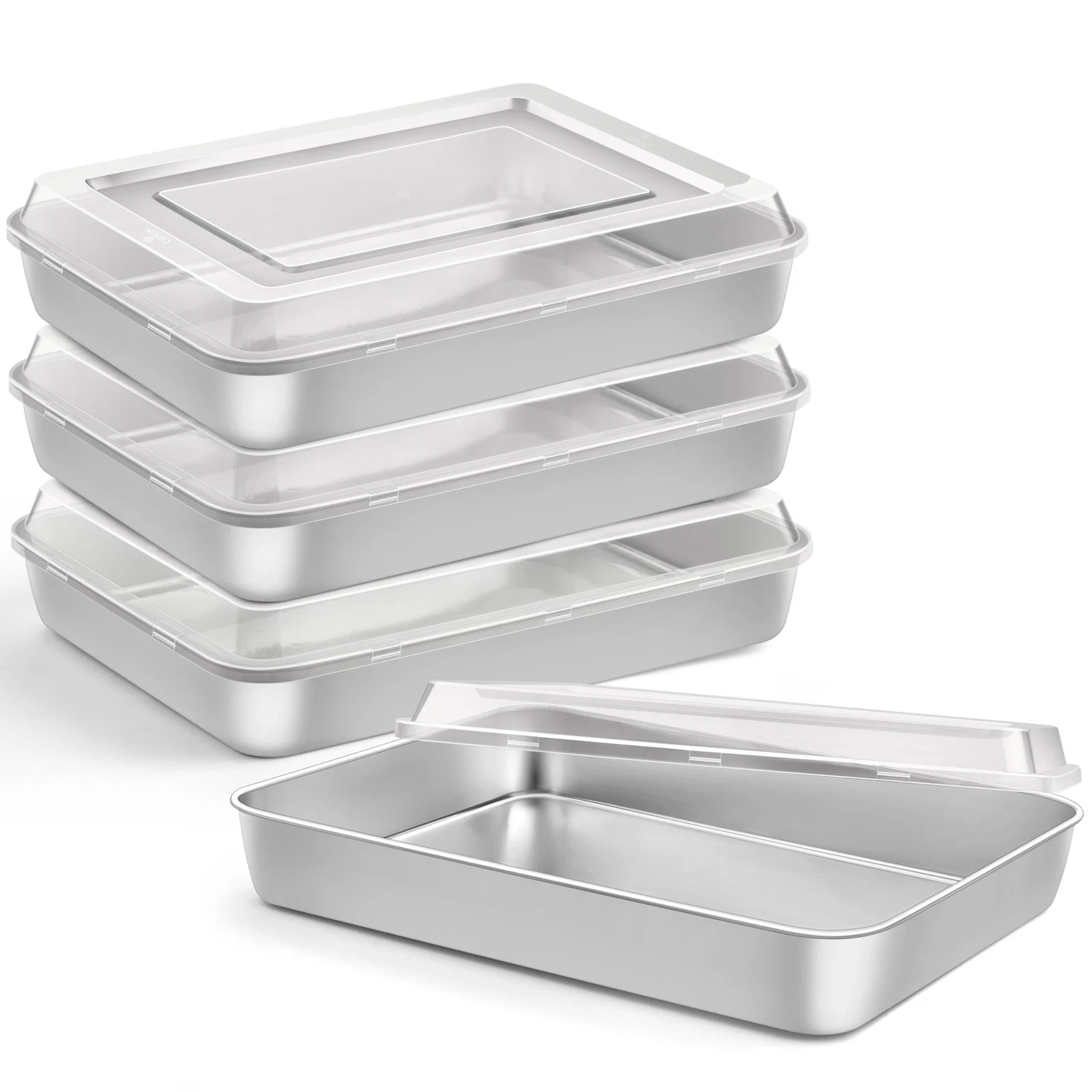 9¾ x 12½ x 2 Inch Baking Pans Set, Stainless Steel Retangle Sheet Cake Lasagn...