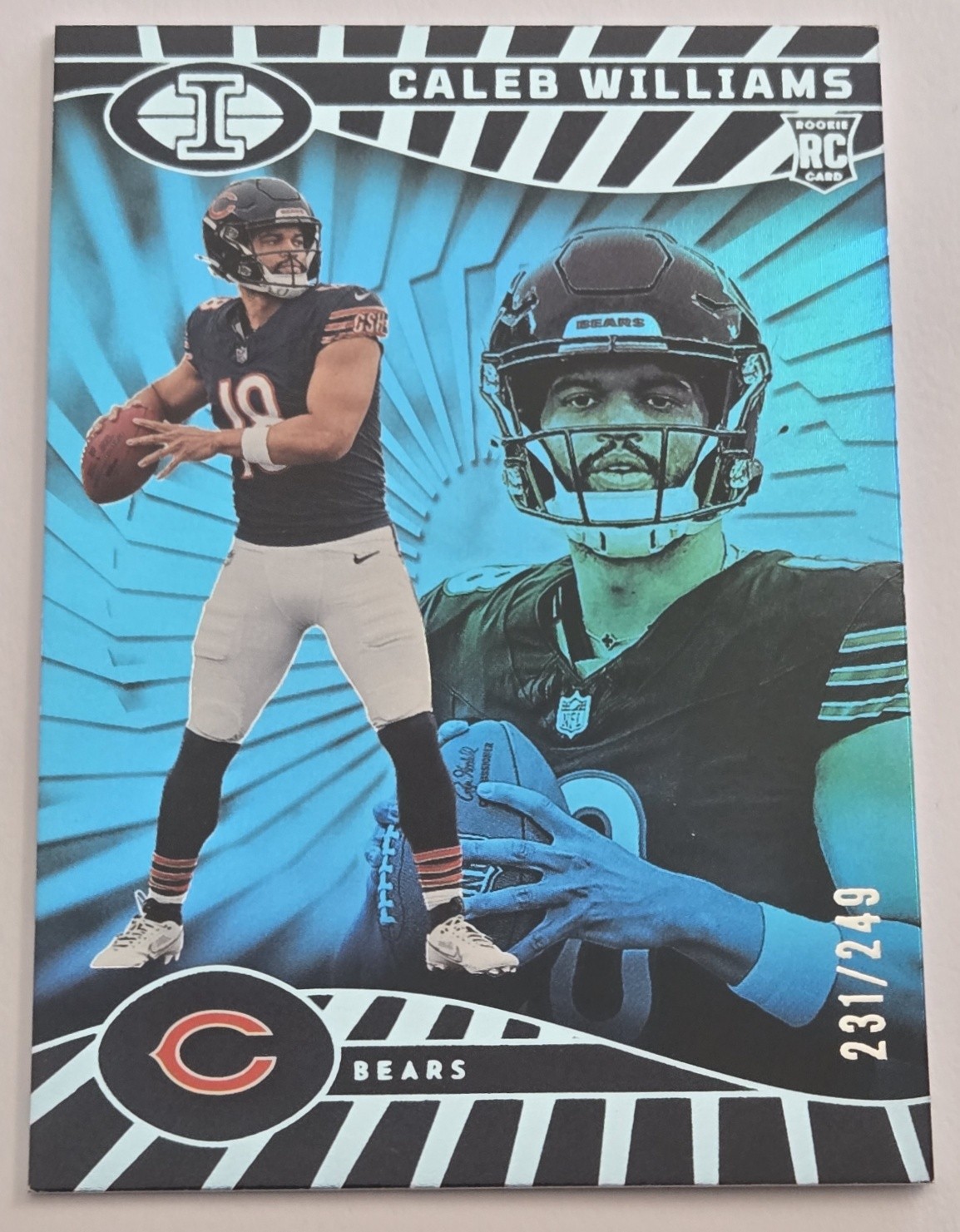 2024 Panini Illusions Caleb Williams Light Blue Trophy Collection /249 RC #13