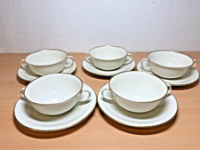 Fürstenberg Form 650 elfenbein mit Goldrand 5 Suppentassen mit Untertellern