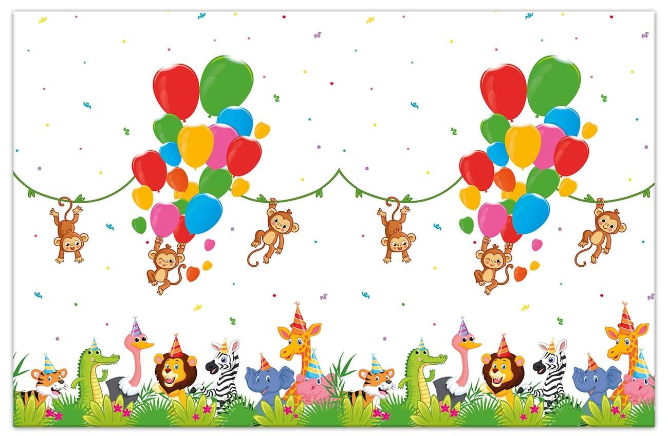 Procos 93783 - tafelkleed Jungle Balloons afmeting 120 x 180 cm plastic afwas 3190₽