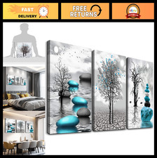 3-Piece Abstract Canvas Wall Art Set - Zen Stones in Water Decor for Living Room