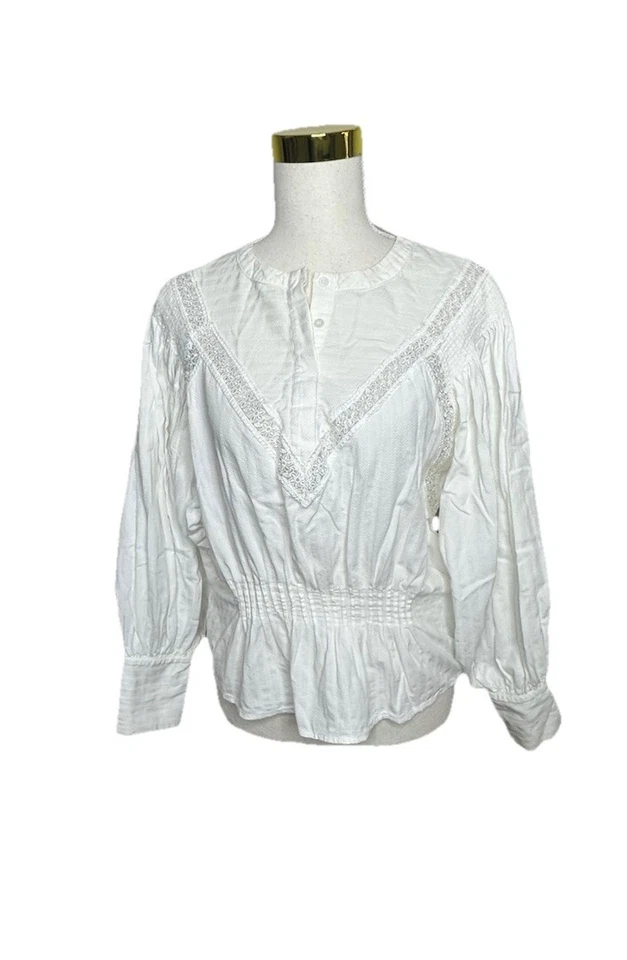 Maje вышитый богемное крестьянин блузка со сборками талии белый размер 2 - Изображение 2 из 4