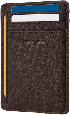 RUNBOX Slim Minimalist Front Pocket RFID Blocking Leather Wallets for Men and Wo