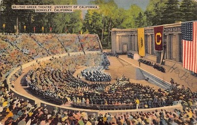 Postcard CA: Greek Theatre, UC Berkeley, California, Linen Posted 1942