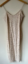 River island size 10 Pale Pink strappy Lace dress metallic summer holiday party