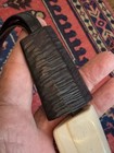 CHUNKY SIGNED MONIES LEATHER BONE HUGE PENDANT NECKLACE GERDA LYNGGAARD DESIGN — photo 6