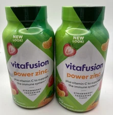 2 PACK!!! Vitafusion Power Zinc Gummy Vitamin Strawberry Tangerine EXP: 01/2026